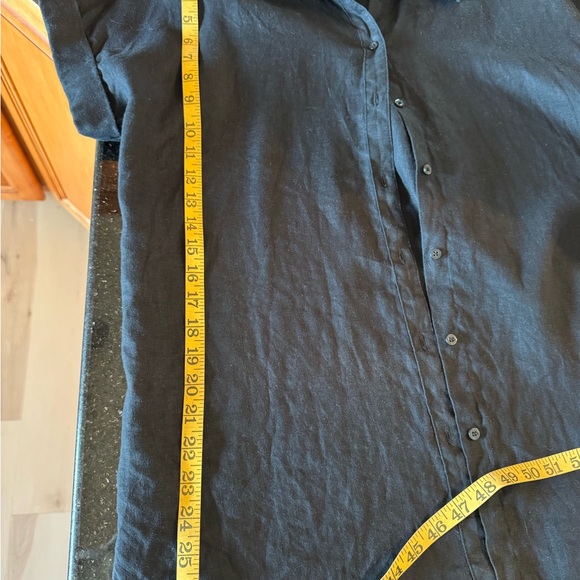 RL Black Label Linen black button down top with rolled sleeves. Size XL - Picture 8 of 8